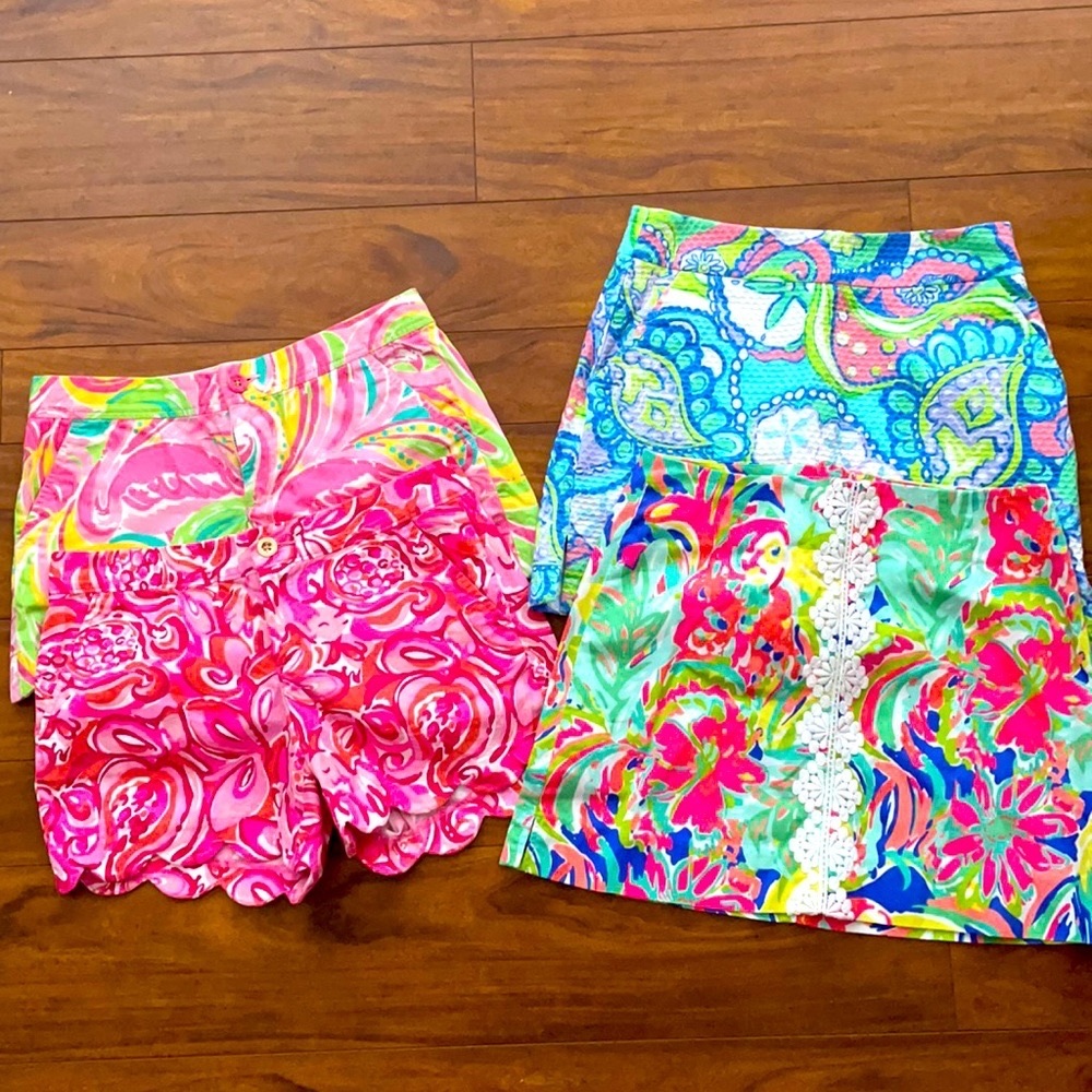 Lot of 4 Lilly Pulitzer Shorts & Skirts